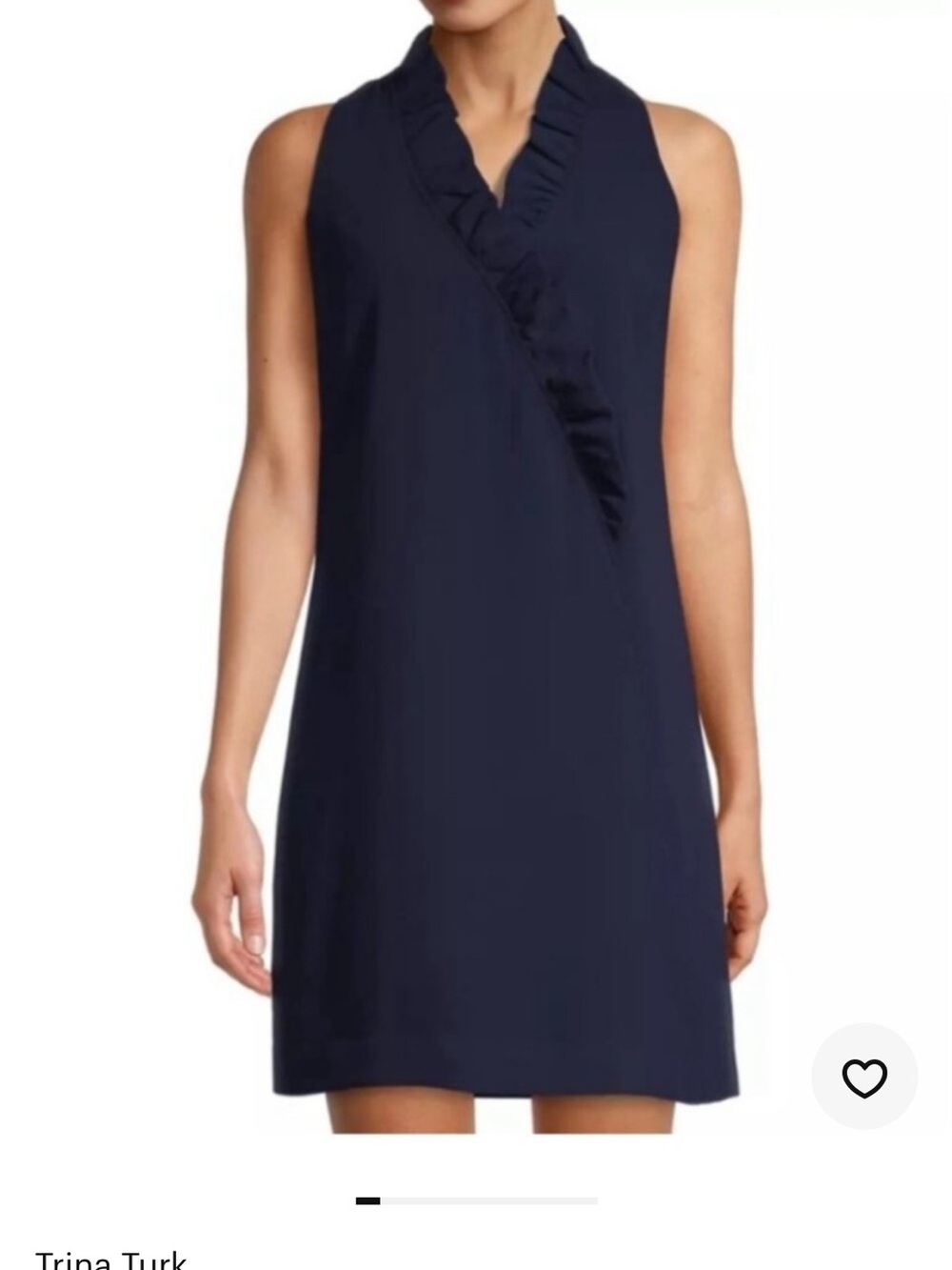 Trina Turk Navy Ruffle V-Neck Sleeveless Mini Dress